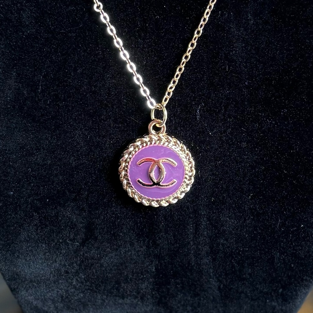 CHANEL Purple and Gold Necklace